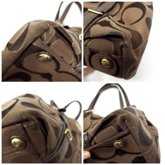 Coach Mia Handbag Signature Jacquard Sateen Satchel Bag Purse Brown Style 15402 - Picture 8 of 11